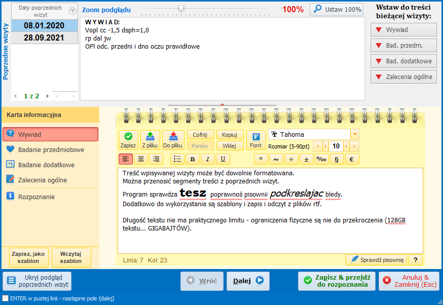 Kreator nowej wizyty