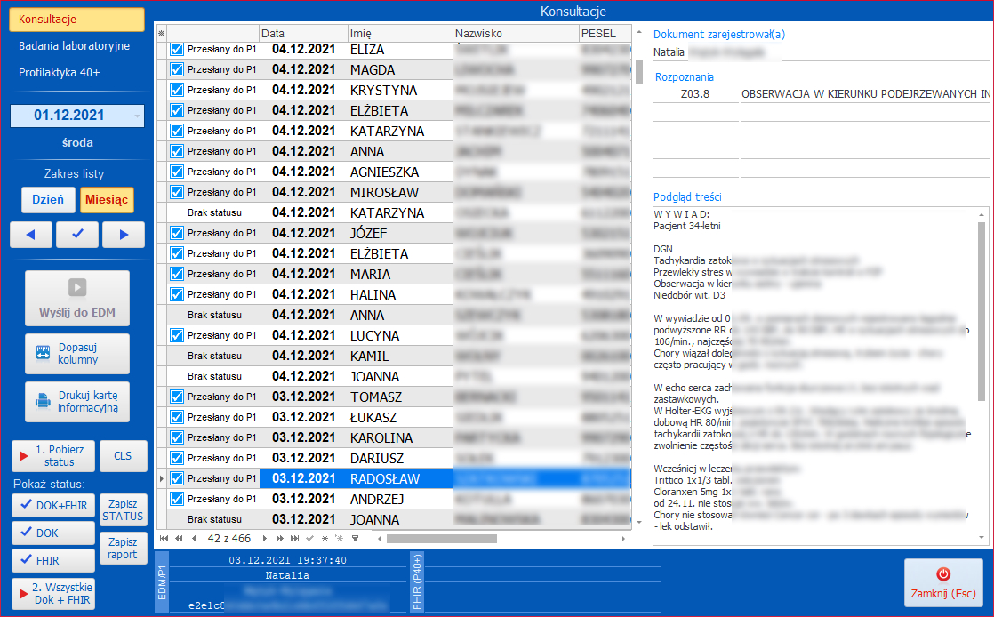 Opcja Wydruki, raporty → Dokumenty EDM-P1